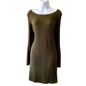 Sundance Womens Dress Large Green‎ Long Bell Sleeve Knit Sweater Boho Festival